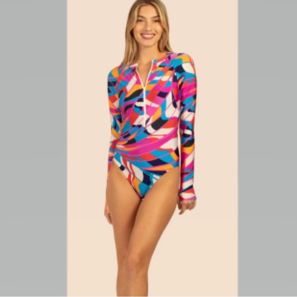 Trina Turk 💕 Rio Zip Up Paddle Suit size XL NWT Paddlebord suit NEW rash… - Picture 4 of 5